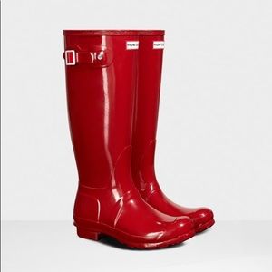 Glossy Red Hunter Rain Boots